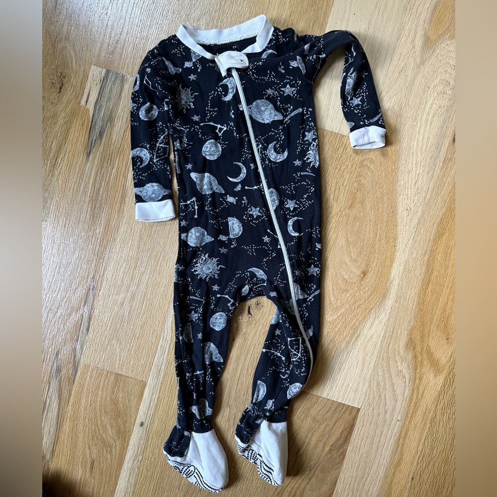 Burt’s bees spaced themed footy pajamas 12 months